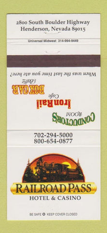 Matchbook Cover - Railroad Pass Hotel Casino Henderson NV 30 Strike