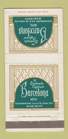 Matchbook Cover - Barcelona Hotel Miami Beach FL  30 Strike