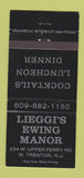 Matchbook Cover - Lieggi's Ewing Manor West Trenton NJ Restaurant 30 Strike