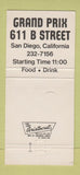 Matchbook Cover - Grand Prix Restaurant San Diego CA 30 Strike