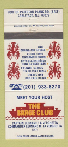 Matchbook Cover - The Barge Club Carlstadt NJ 30 Strike