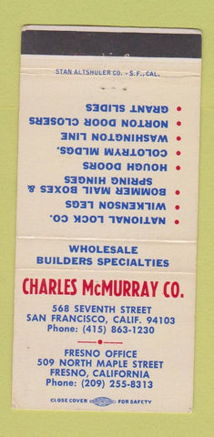 Matchbook Cover - Charles McMurray San Francisco Fresno CA Hardware 30 Strike