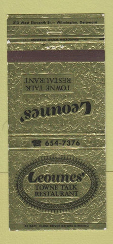 Matchbook Cover - Leounes' Towne Talk Restaurant Wilmington DE 30 Strike