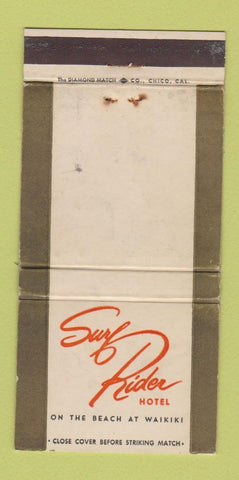Matchbook Cover - Surf Rider Hotel Waikiki Hawaii WEAR 30 Strike
