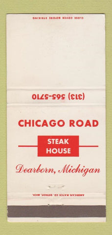Matchbook Cover - Chicago Road Steak House Dearborn MI 30 Strike