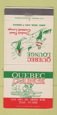 Matchbook Cover - Quebec Lounge Omaha NE skiing 30 Strike