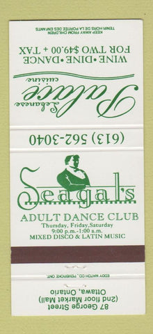Matchbook Cover - Seagal's Dance Club Lebanese Restaurant Ottawa ON 30 Strike