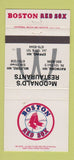 Matchbook Cover - Boston Red Sox Baseball McDonald's Raymond Epping NH 30 Strike