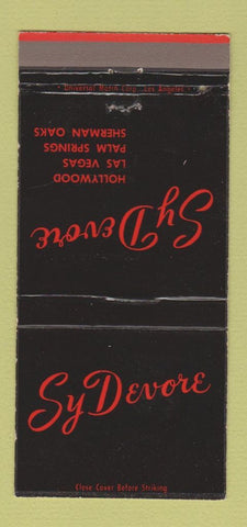 Matchbook Cover - Sy Devore Hollywood Palm Springs CA Las Vegas NV 30 Strike