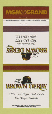 Matchbook Cover - The Brown Derby MGM Grand Casino Las Vegas NV 30 Strike