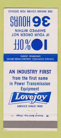 Matchbook Cover - Lovejoy Couplins Speed Drives Chicago IL 30 Strike