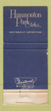 Matchbook Cover Hammonton Park Clothes Hamilton's Miami Beach FL WORN 30 Strike