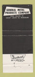 Matchbook Cover - General Metal Products St Louis MO 30 Strike
