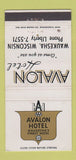 Matchbook Cover - Avalon Hotel Waukesha WI WEAR 30 Strike