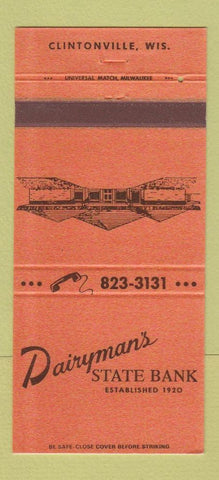 Matchbook Cover - Dairyman's State Bank Clintonville WI 30 Strike