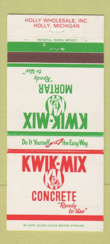 Matchbook Cover - Kwik Mix Concrete Holly MI Mortar 30 Strike