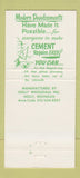 Matchbook Cover - Kwik Mix Concrete Holly MI Mortar 30 Strike