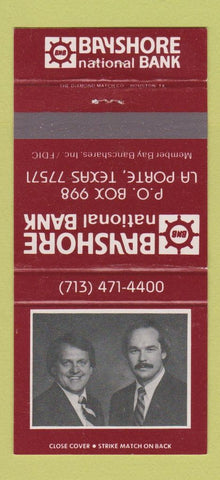 Matchbook Cover - Bayshore National Bank La Porte TX 30 Strike