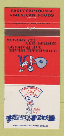 Matchbook Cover - Senor Pico Mexican Food Los Angeles San Francisco CA 30 Strike