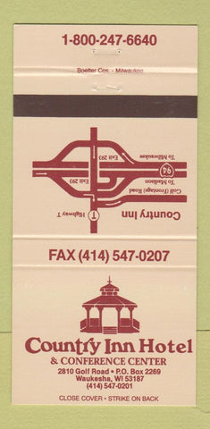 Matchbook Cover - Country Inn Hotel Waukesha WI 30 Strike