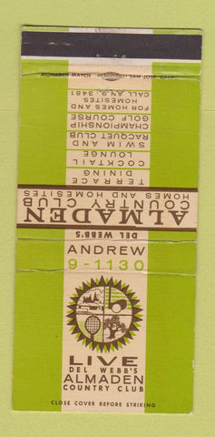 Matchbook Cover - Almaden Country Club San Jose CA WEAR 30 Strike