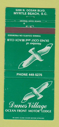 Matchbook Cover Dunes Village Ocean Front Motor Lodge Myrtle Beach SC 30 Strike