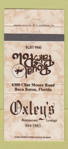 Matchbook Cover - Oxley's Restaurant Royal Palm Polo Boca Raton FL 30 Strike