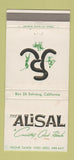 Matchbook Cover - Alisal Country Club Solvang CA WEAR 30 Strike