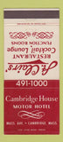 Matchbook Cover - Cambridge Hotel Motor Hotel Cambridge MA 30 Strike