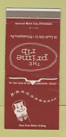Matchbook Cover - The Prime Rib Restaurant Philadelphia PA 30 Strike