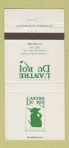 Matchbook Cover - L'Antre Du Roi St Jean Port Joli QC 30 Strike