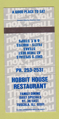 Matchbook Cover - Hobbit House Restaurant Tuscola IL 30 Strike