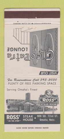 Matchbook Cover - Ross' Steak House Omaha NE Cleopatra Lounge 30 Strike