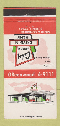 Matchbook Cover - City National Drive In Bank Austin TX 30 Strike