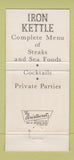 Matchbook Cover - Iron Kettle Steak House Greenville PA 30 Strike