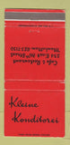 Matchbook Cover - Kleine Konditorei New York City Cafe WEAR 30 Strike