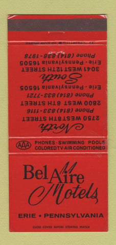 Matchbook Cover - Bel Aire Motels Erie PA WEAR 30 Strike