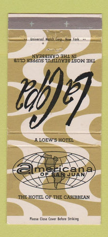Matchbook Cover - Americana Hotel San Juan Puerto Rico La Copa 30 Strike