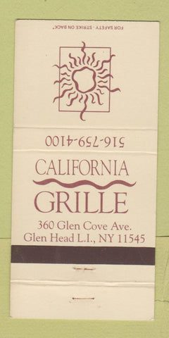 Matchbook Cover - California Grille Glen Head LI NY 30 Strike