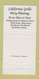 Matchbook Cover - California Grille Glen Head LI NY 30 Strike