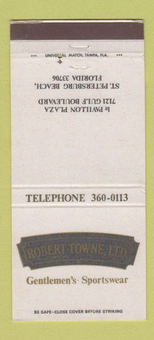 Matchbook Cover - Reobert Towne Men's Clothes St Petersburg Beach FL 30 Strike