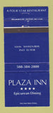Matchbook Cover - Plaza Inn Restaurant Wrentham MA 30 Strike