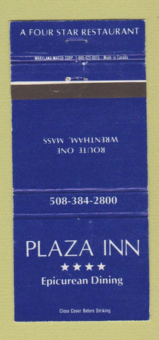 Matchbook Cover - Plaza Inn Restaurant Wrentham MA 30 Strike