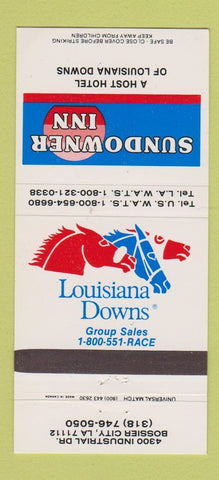 Matchbook Cover - Sundown Louisiana Downs Horse Racing Bossier City LA 30 Strike