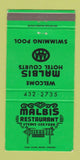Matchbook Cover - Malbis Hotel Courts Restaurant Mobile AL 30 Strike