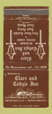 Matchbook Cover - Clare and Coby's Inn Madison Township NJ WEAR 30 Strike