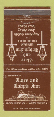 Matchbook Cover - Clare and Coby's Inn Madison Township NJ WEAR 30 Strike