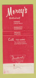 Matchbook Cover - Morey's Restaurant Binghamton NY 30 Strike