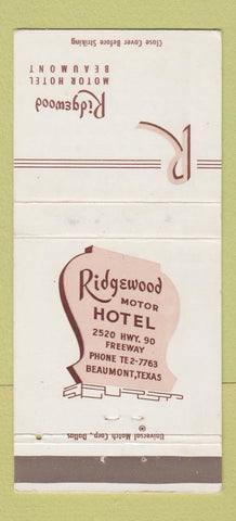 Matchbook Cover - Ridgewood Motor Hotel Beaumont TX WEAR 30 Strike