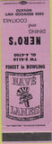Matchbook Cover - Nero's Nave Lanes bowling Novato CA lavender